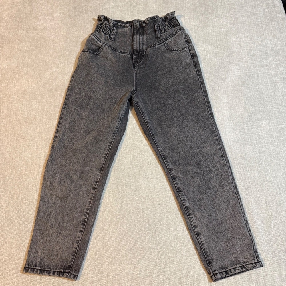 Vervet Paperbag Waist Mom Jeans Size 27 Black Acid Wash High Rise Vintage Retro